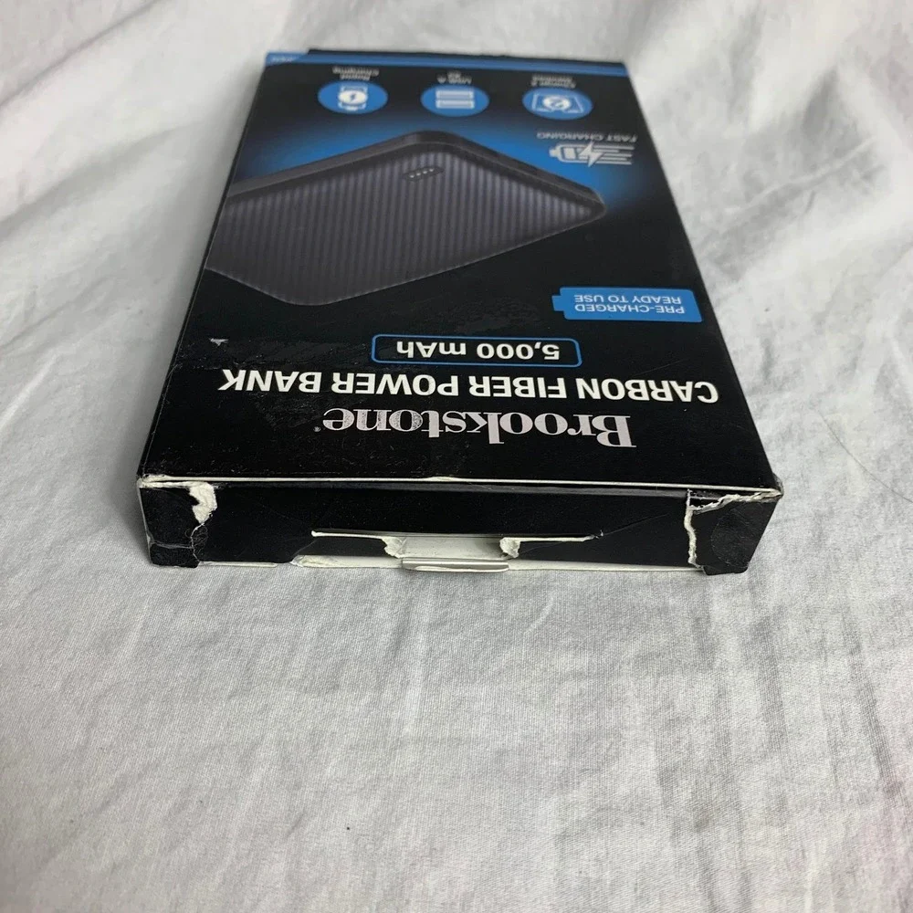 Brookstone Carbon‎ Fiber Power Bank 5000mAh Portable Charger Fast Charging Pack